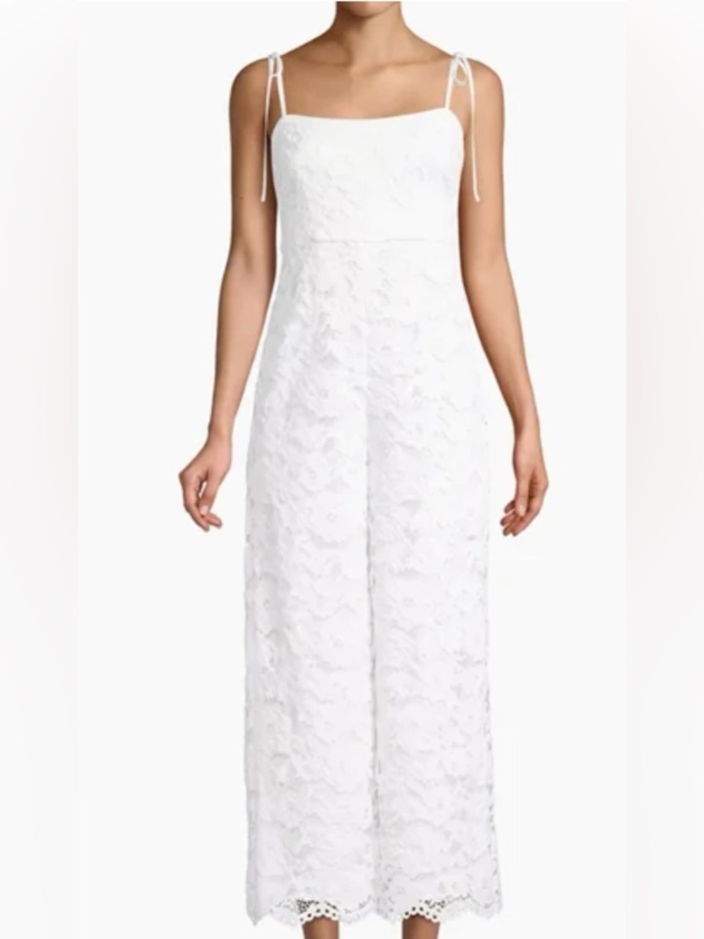 Likely White Lace Wide-Leg Tie-Strap Jumpsuit